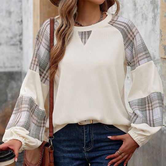 Damen lässiger Pullover mit Karoden und modischem Schnitt R&B