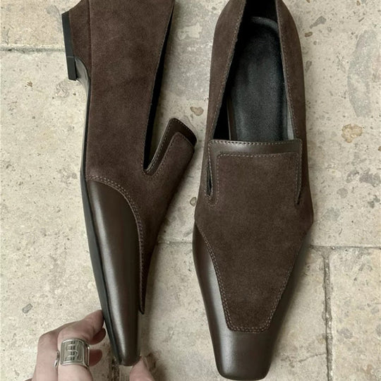 Damen Modische Loafer aus hochwertigem Leder mit elastischem Einschlupf R&B