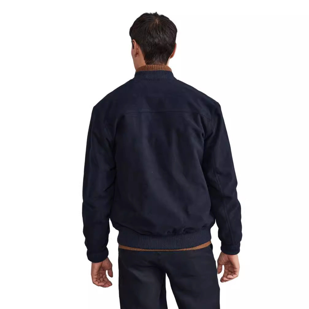 Herren lässige Bomberjacke mit praktischen Taschen und elastischen Bündchen R&B
