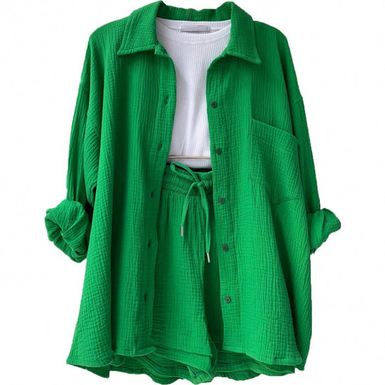 Damen lässige Oversized-Hemdjacke mit Gürtel R&B