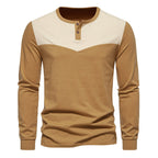 Herren Langarm-Henley-Shirt mit kontrastierenden Akzenten