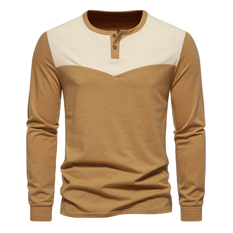 Herren Langarm-Henley-Shirt mit kontrastierenden Akzenten