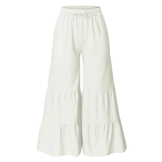 Damen weite Palazzo-Hosen mit elastischem Bund und fließendem Schnitt R&B