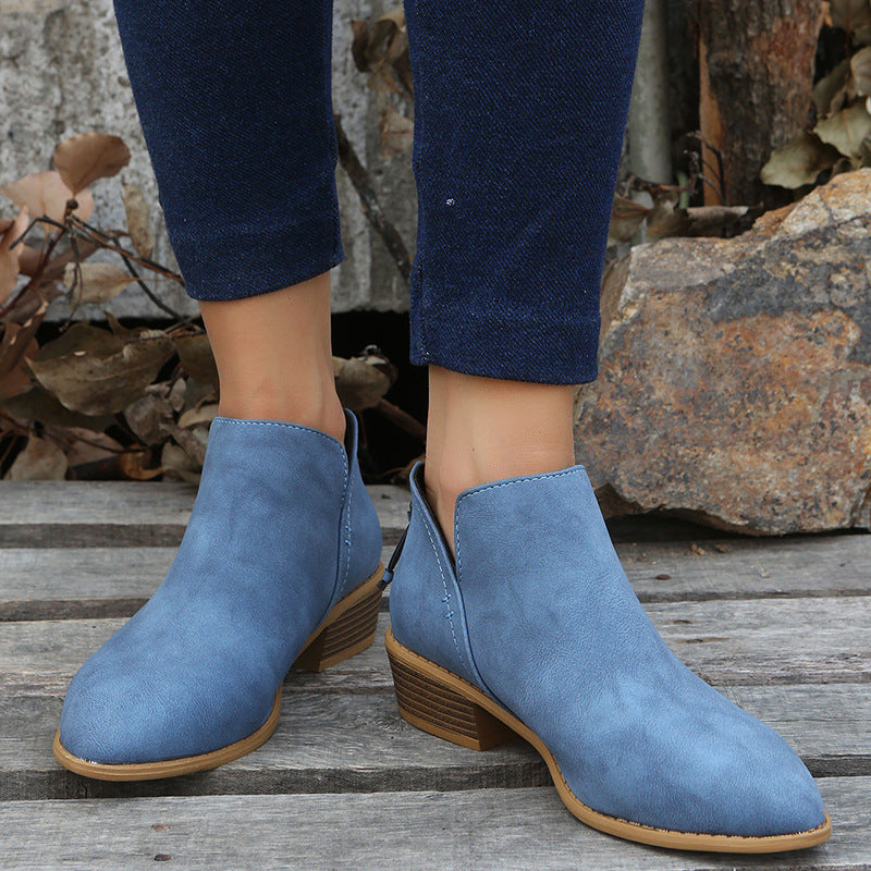 Damen modische Stiefeletten im angesagten Metallic-Look mit seitlichem Reißverschluss R&B