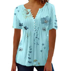 Damen Kurzarm Bluse mit floralem Design R&B
