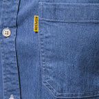 Herren nan schmal geschnittenes Denim-Hemd mit Kentkragen und aufgesetzten Brusttaschen R&B