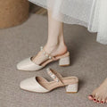 Damen Geschlossene Sandalen mit elegantem Blockabsatz und Perlenapplikationen R&B