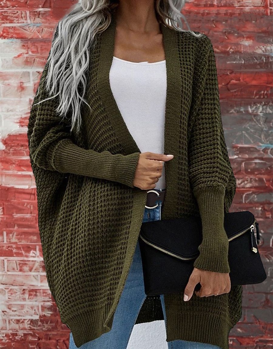 Damen Grobstrick Cardigan im lässigen Design mit weitem Schnitt und feiner Struktur R&B