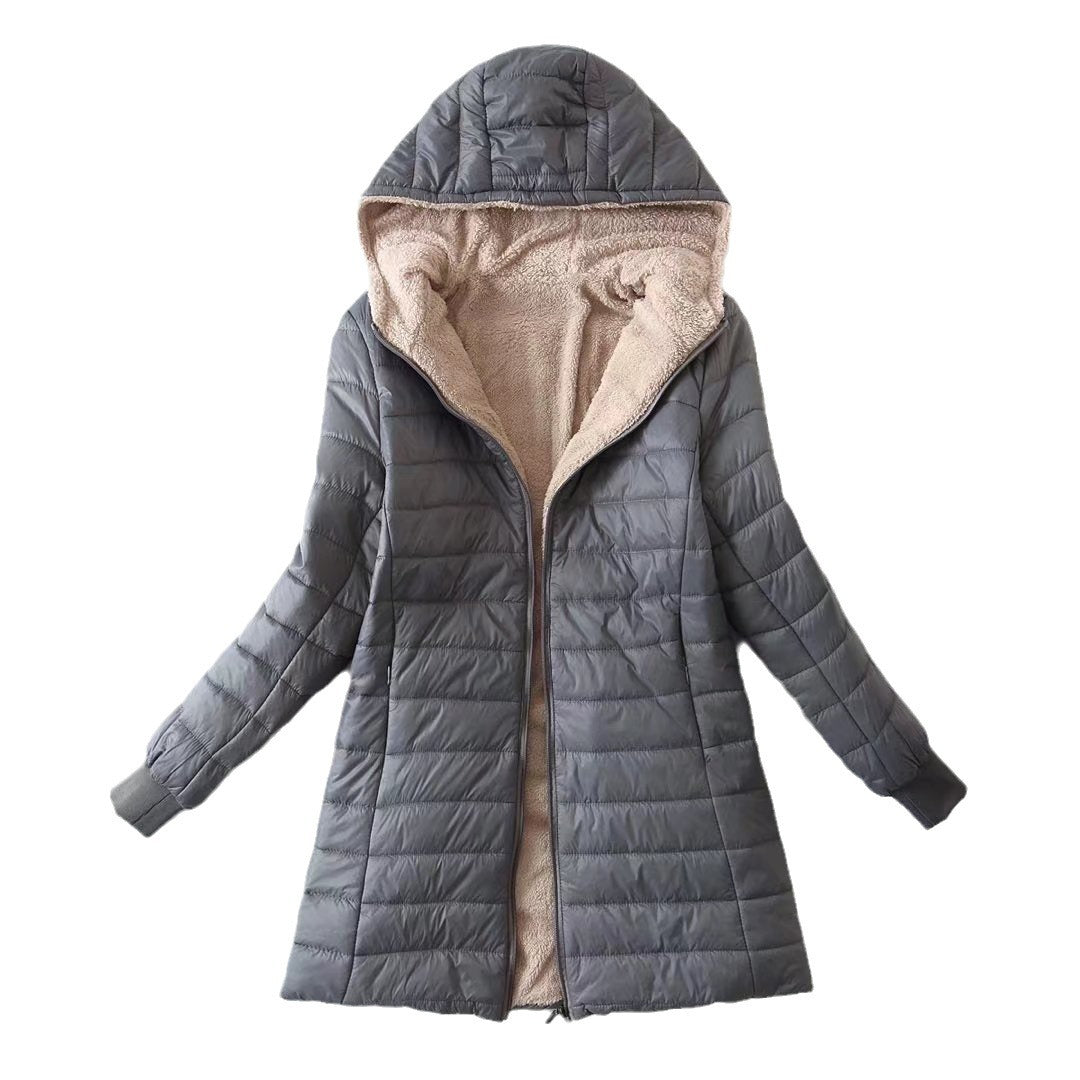 Damen gesteppte Übergangsjacke mit Kapuze und kuscheligem Innenfutter R&B