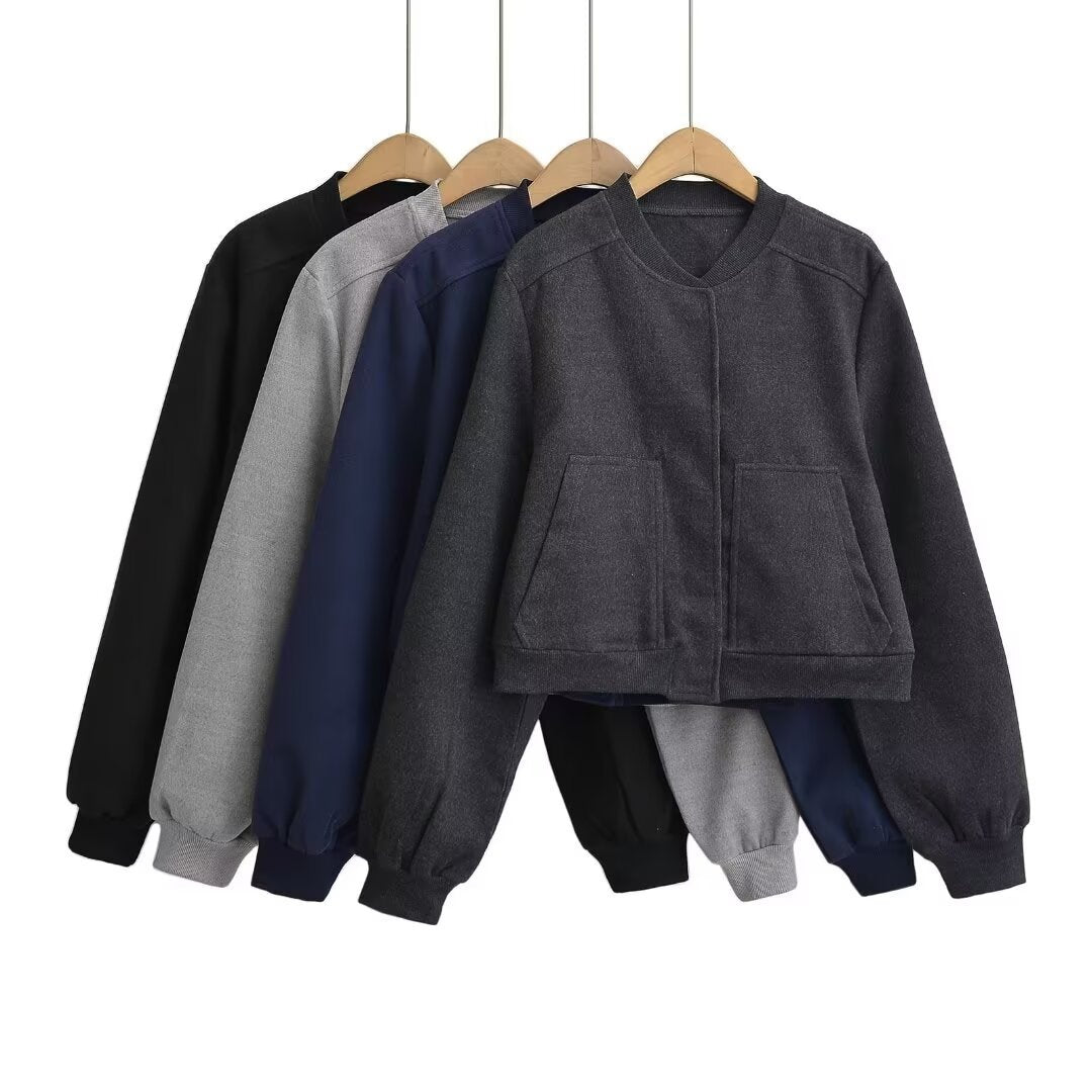 Damen lässige cropped Sweatjacke mit Taschen R&B