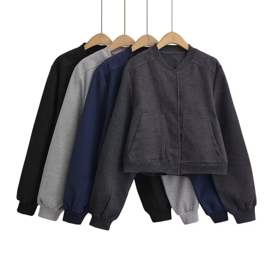 Damen lässige cropped Sweatjacke mit Taschen R&B