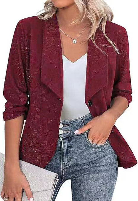 Damen Glitzer Blazerjacke mit femininer Silhouette und elegantem Revers R&B