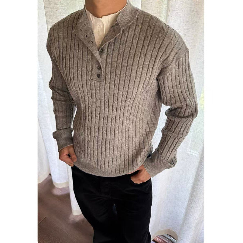 Herren Feinstrickpullover mit dekorativen Knopfdetails R&B