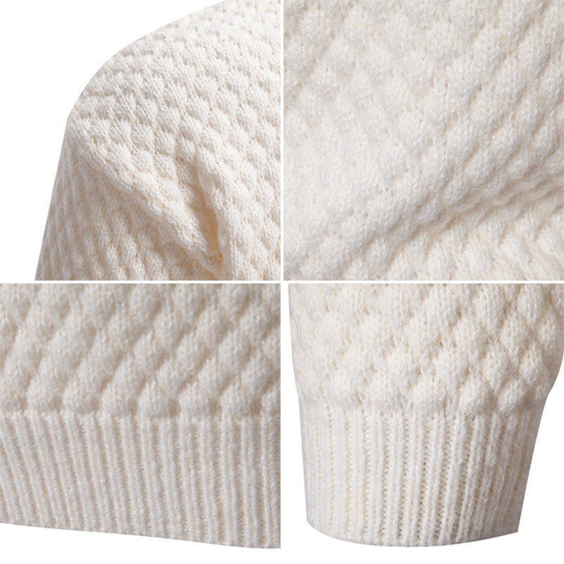 Herren Strickpullover mit hohem Kragen und strukturierter Oberfläche R&B