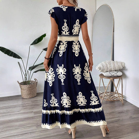 Damen Maxikleid mit eleganter Stickerei und Rüschendetails R&B