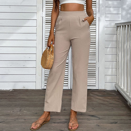 Damen lässige Palazzo-Hose mit hochgeschnittenem Taillenbund und eleganten Falten R&B
