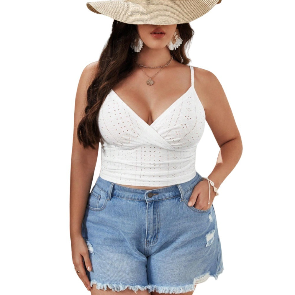 Damen Gesticktes Crop-Top R&B