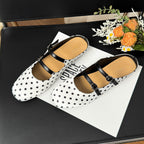 Damen Elegante Ballerinas mit dekorativen Schnallen und gepunktetem Design