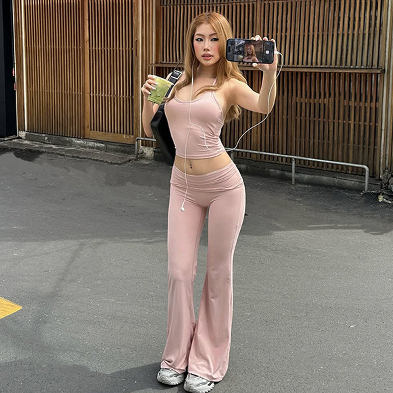 Damen Sportliches Sets mit weit geschnittenen Leggings und trägerlosem Oberteil R&B