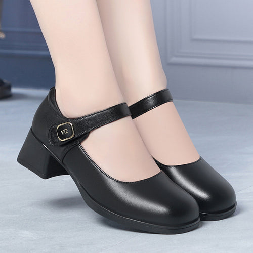 Damen Elegante Mary Jane Schuhe mit modischem Riemen und bequemem Blockabsatz R&B