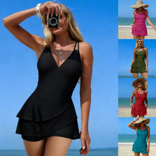 Damen Sportlicher Badeanzug mit Rüschendetails R&B