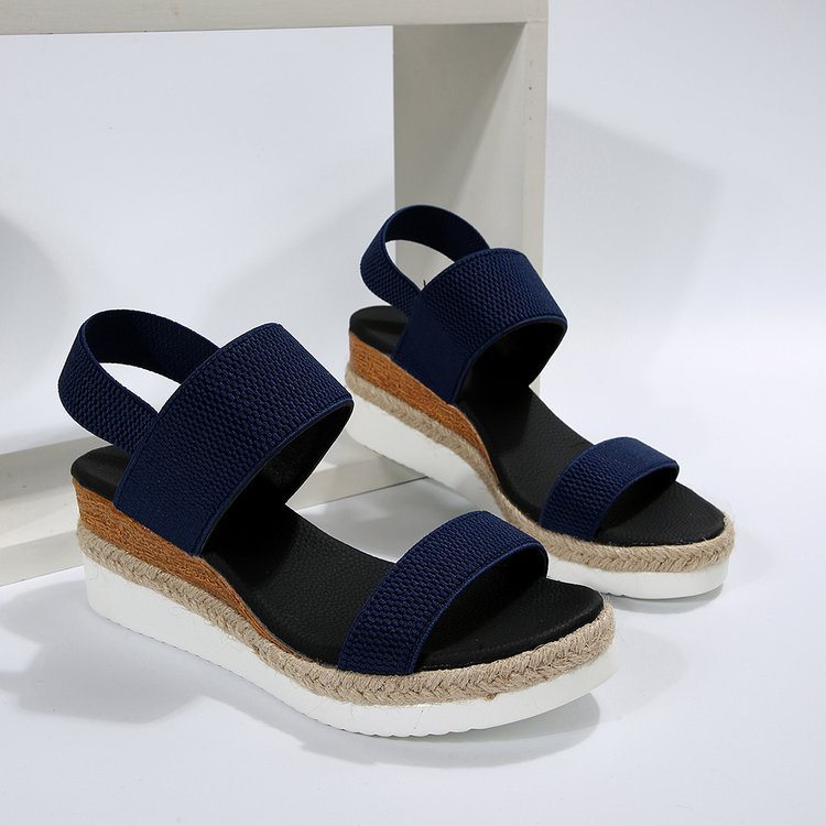 Damen Plateau-Sandalen mit dualem Riemen und entspannter Jute-Optik R&B