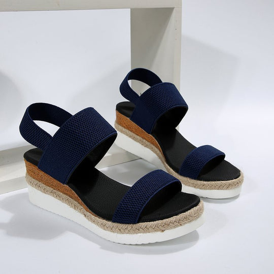 Damen Plateau-Sandalen mit dualem Riemen und entspannter Jute-Optik R&B