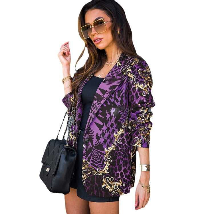 Damen modischer Blazer mit extravaganten Print-Designs und stilvollen Details R&B