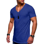 Herren nan V-Ausschnitt T‑Shirt aus feinem Jersey mit schmaler Silhouette und flachen Nähten R&B