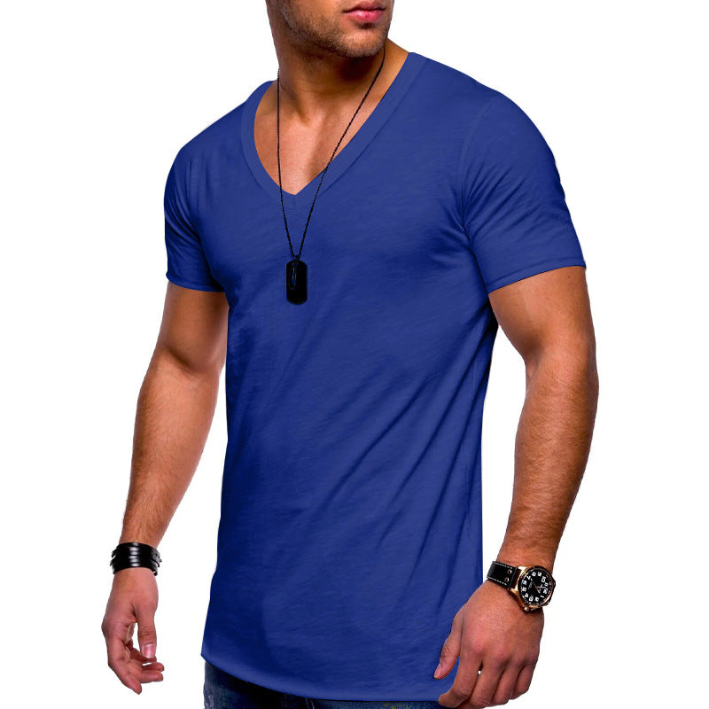 Herren nan V-Ausschnitt T‑Shirt aus feinem Jersey mit schmaler Silhouette und flachen Nähten R&B