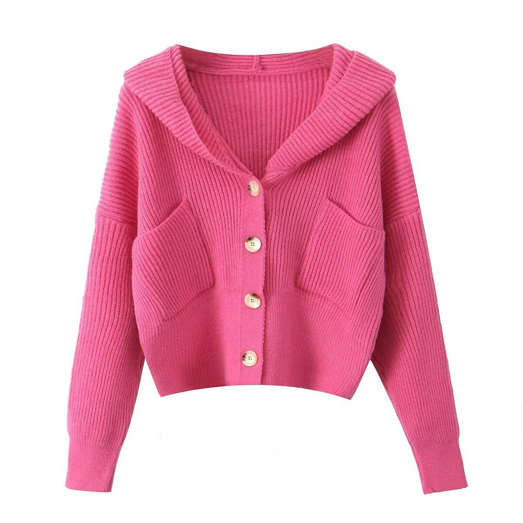 Damen lässige Strickjacke mit Kapuze und praktischen Taschen R&B