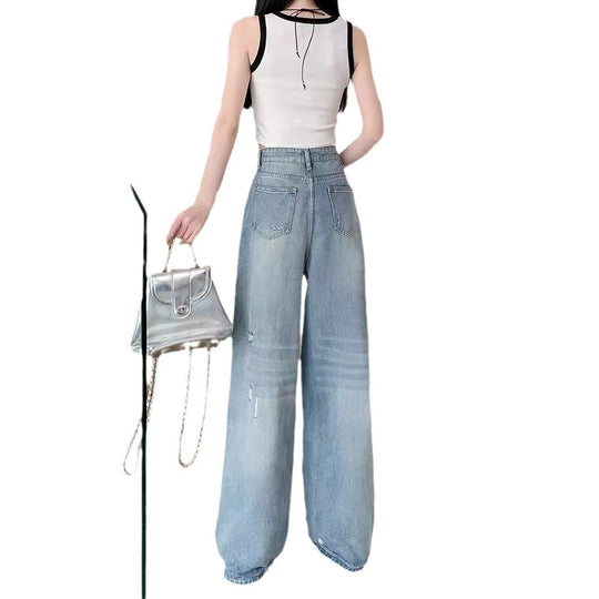 Damen Weite Bootcut-Jeans mit modischem Destroyed-Effekt R&B