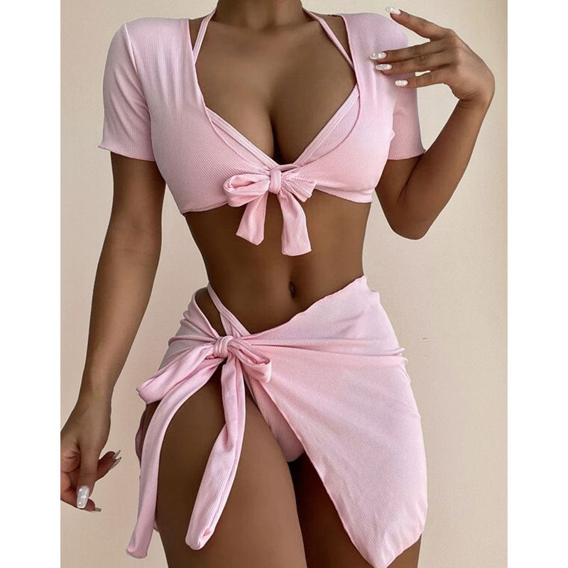 Damen Crop-Top und Wickelrock Set R&B