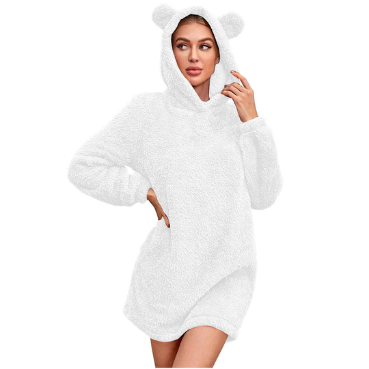 Damen Kuscheliger Hoodie mit Bärenohren R&B