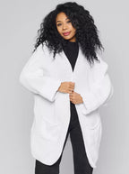 Damen Oversized Strickjacke mit großen Taschen und bequemen Rippenärmeln R&B