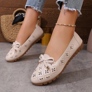 Damen elegante Ballerinas mit floralem Cut-Out-Design R&B