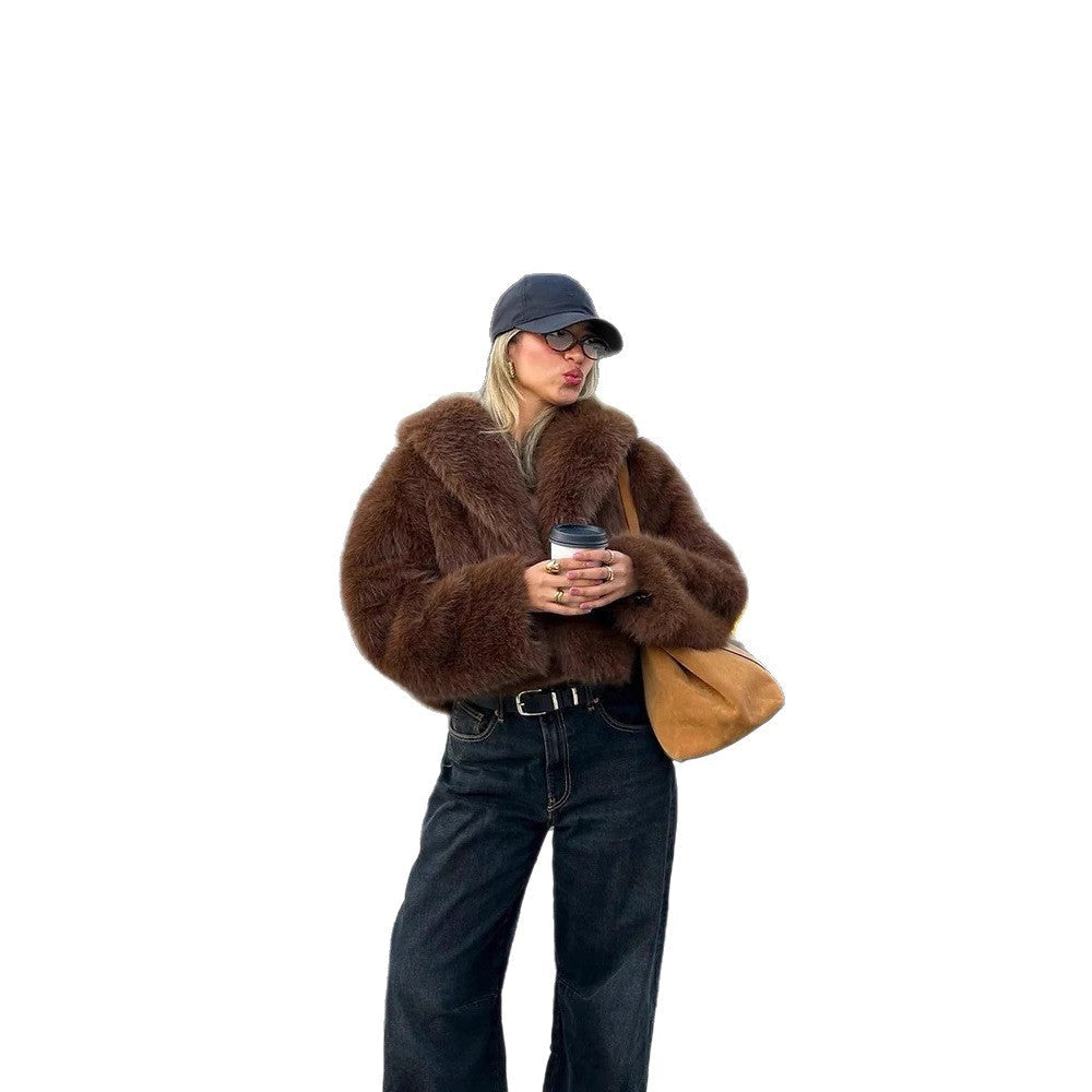 Damen Oversized Kunstfelljacke R&B