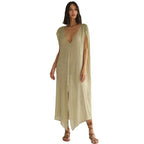 Damen luftiges Strandkleid mit Bindegürtel R&B