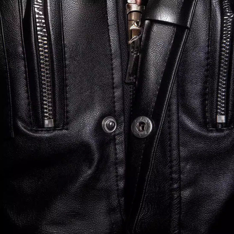 Herren Lederjacke mit Zipper-Taschen