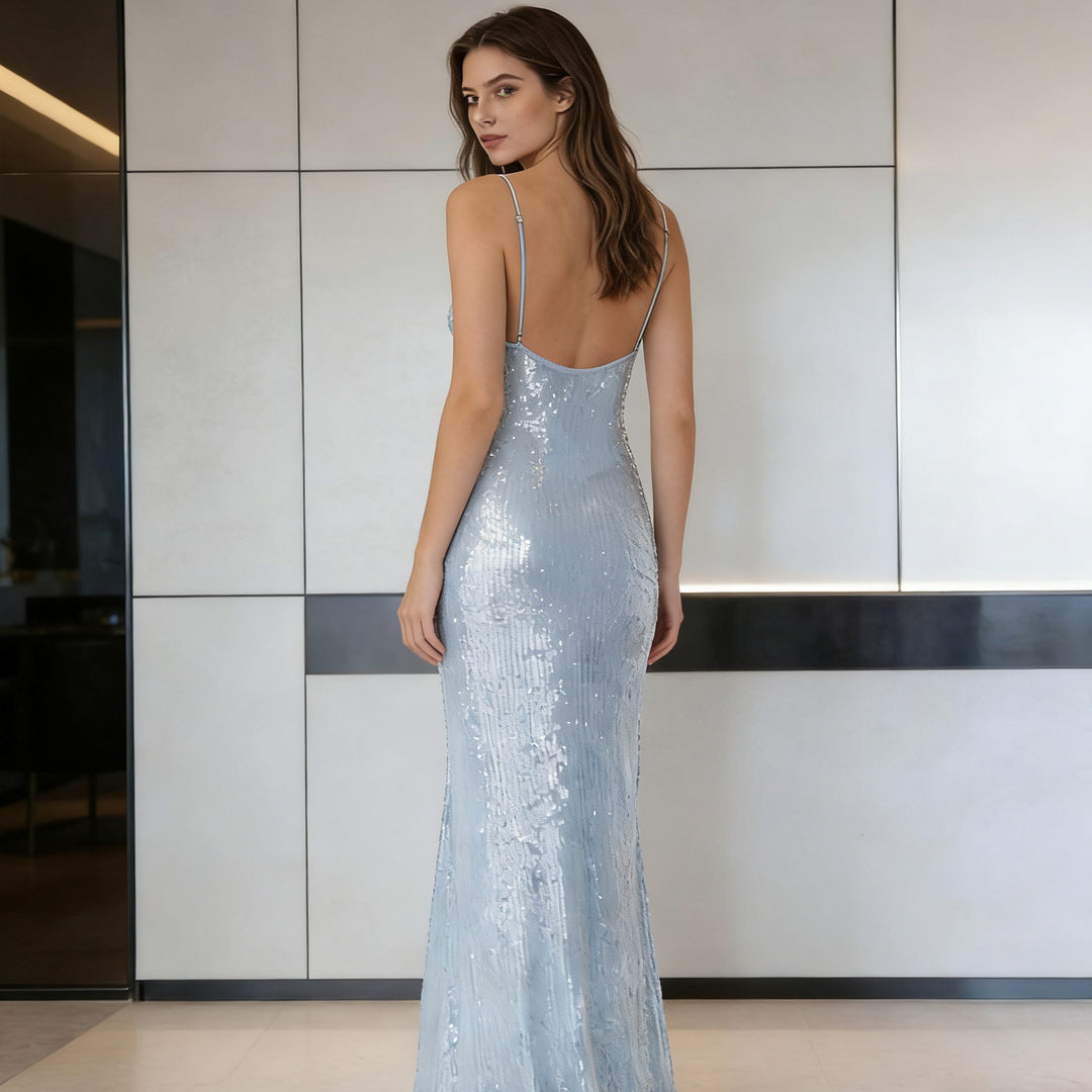 Damen Glamouröses Longtime Abendkleid mit Pailletten R&B
