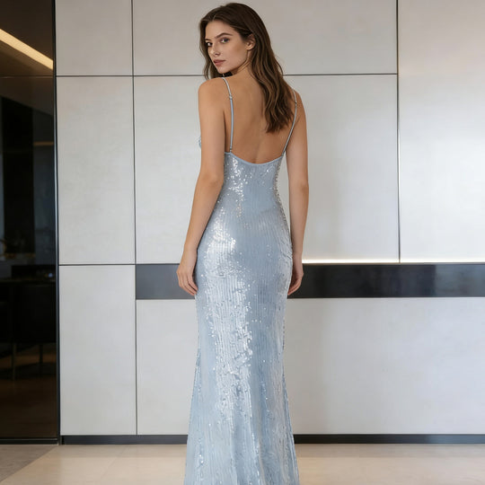 Damen Glamouröses Longtime Abendkleid mit Pailletten R&B
