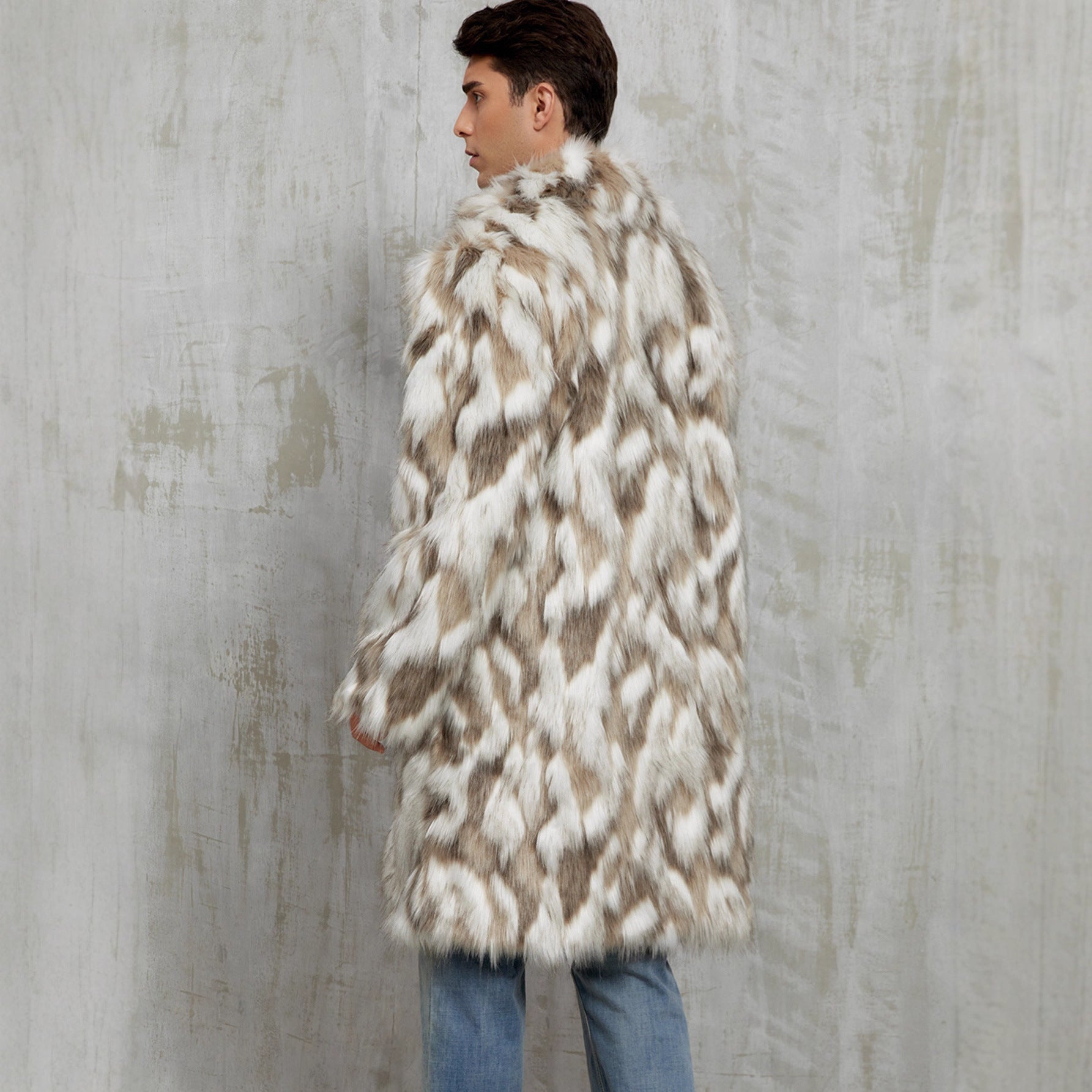 Herren Modischer Kunstpelz-Mantel mit auffälligem Tierdesign R&B