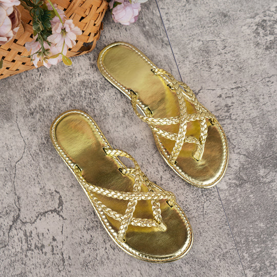 Damen Glamouröse Zehentrenner-Sandalen mit geflochtenem Riemendesign R&B