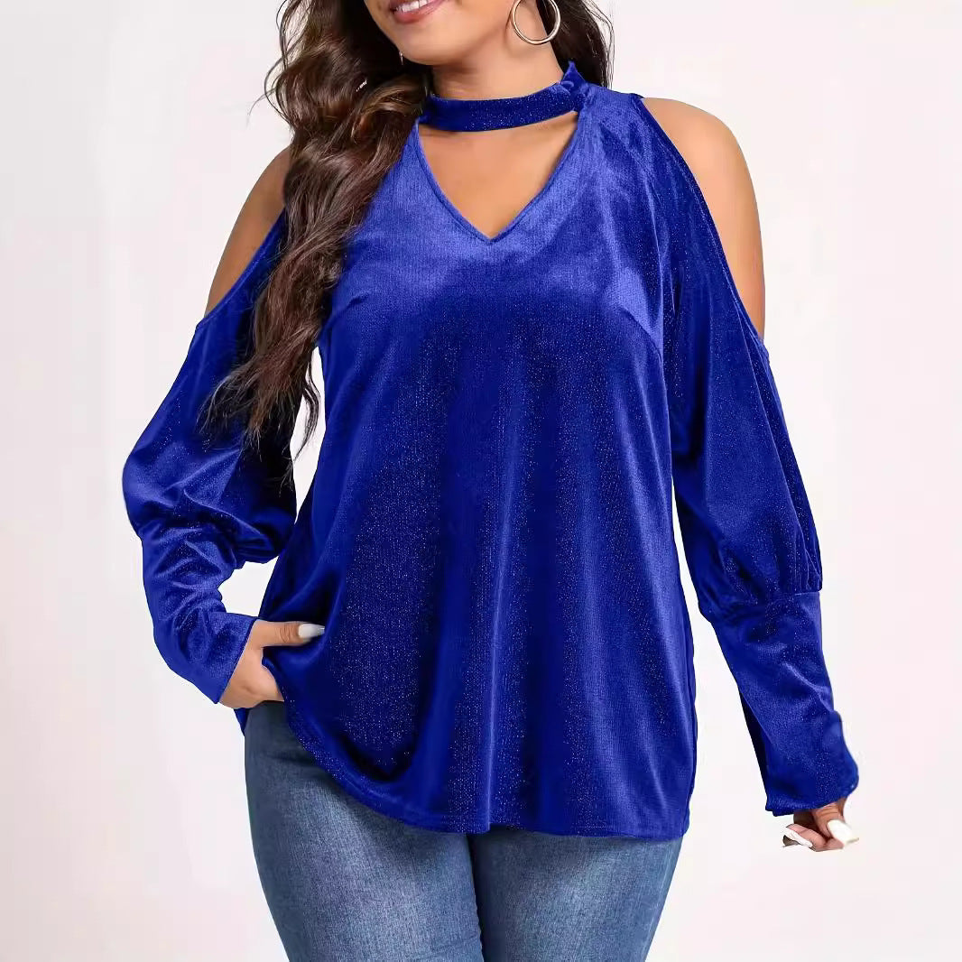 Damen Elegantes und glitzerndes Oberteil mit kalten Schultern R&B