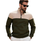 Herren nan gesteppter Halbzip Sweater mit Kängurutasche und Stehkragen R&B