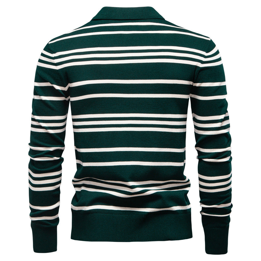 Herren Polo-Pullover mit modischem Streifenmuster und leichter Struktur