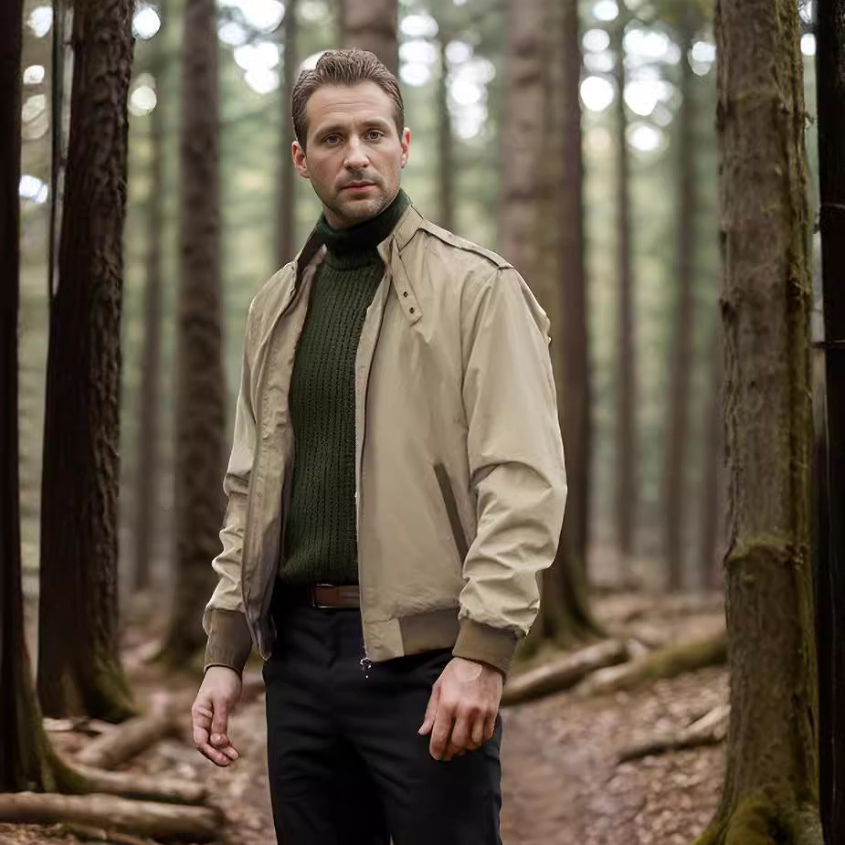 Herren lässige Windbreaker-Jacke mit hohem Kragen R&B