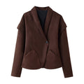 Damen elegante Suede-Jacke mit modischen Taschen R&B