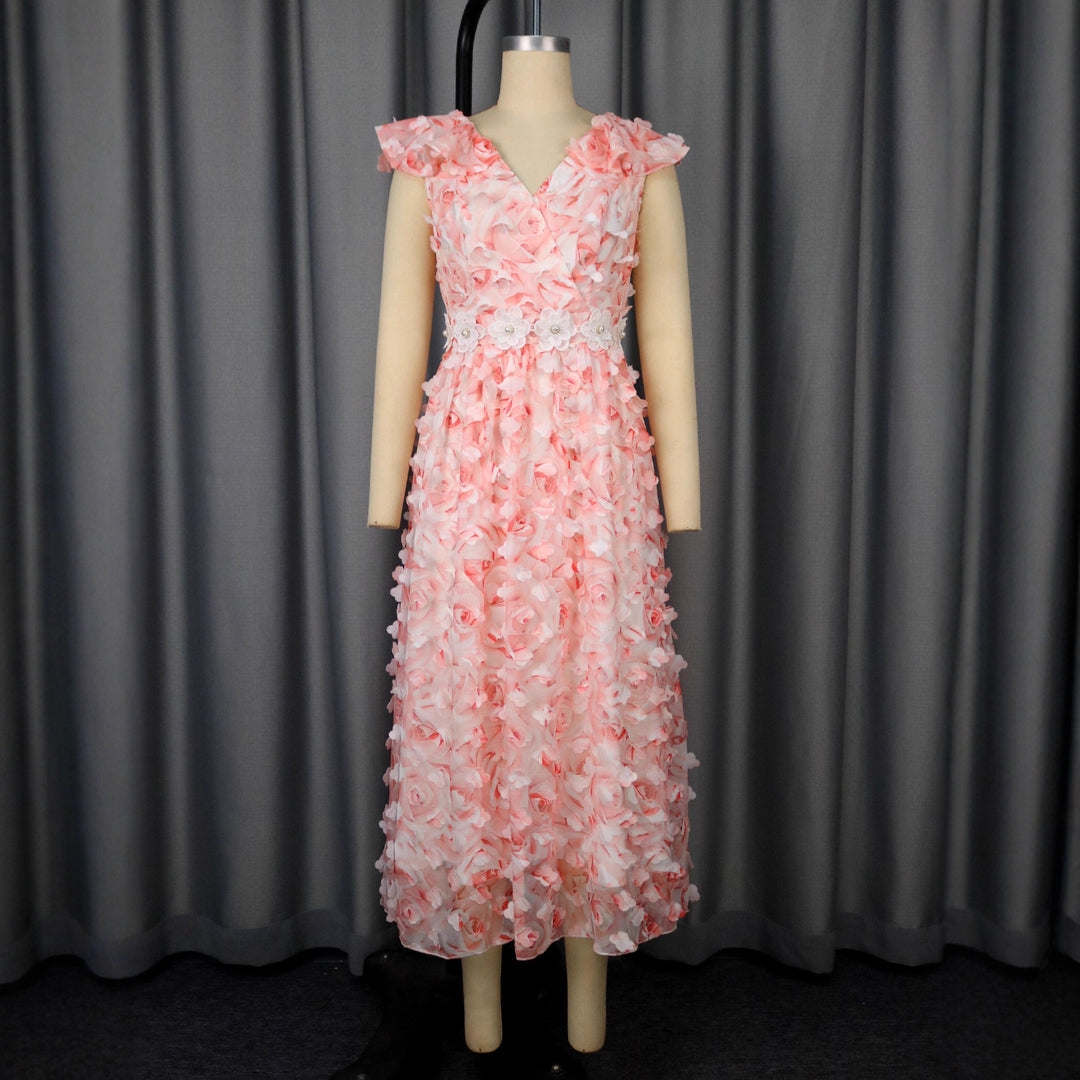 Damen Elegantes Maxikleid mit floralen Rüschen R&B