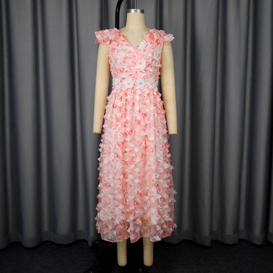 Damen Elegantes Maxikleid mit floralen Rüschen R&B